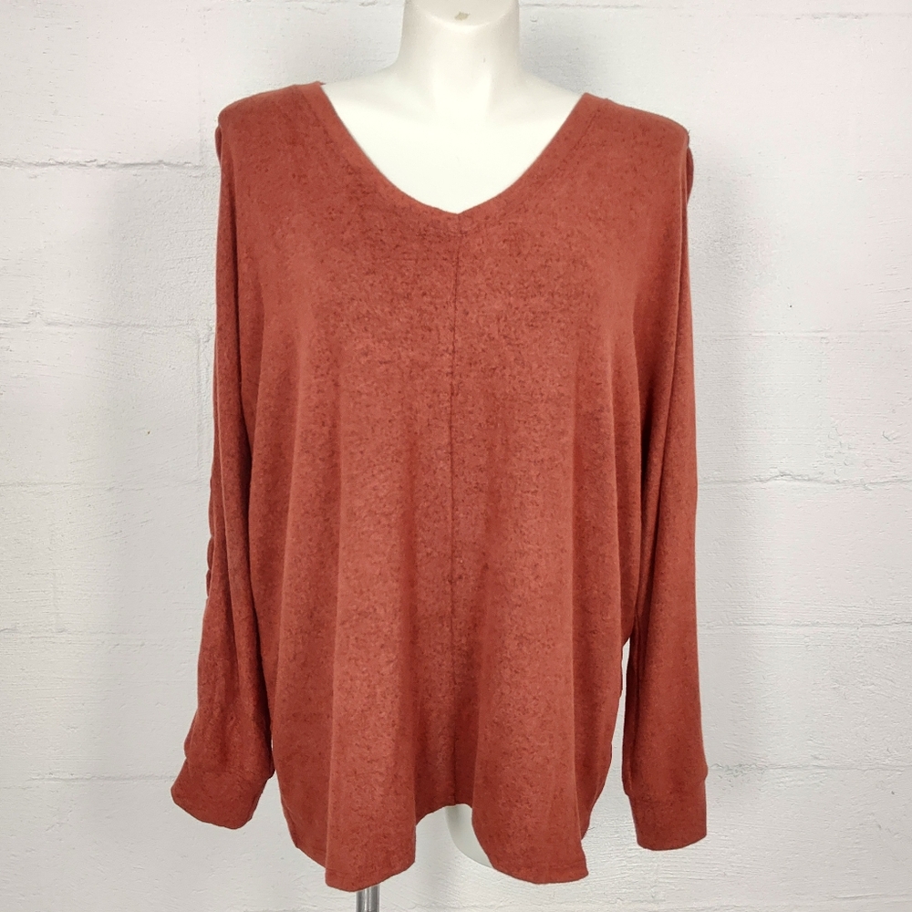 Torrid Brushed Hacci V-Neck Lace Up Sleeve Top